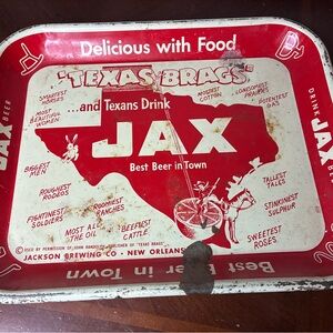 Vintage Jax Beer Serving Tray Jackson Brewing New Orleans Louisiana Texas Brags